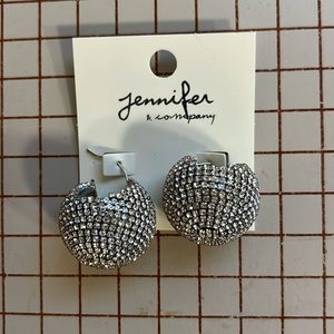 Silver Balls Rhinestones Earrings NWT - (#0084)